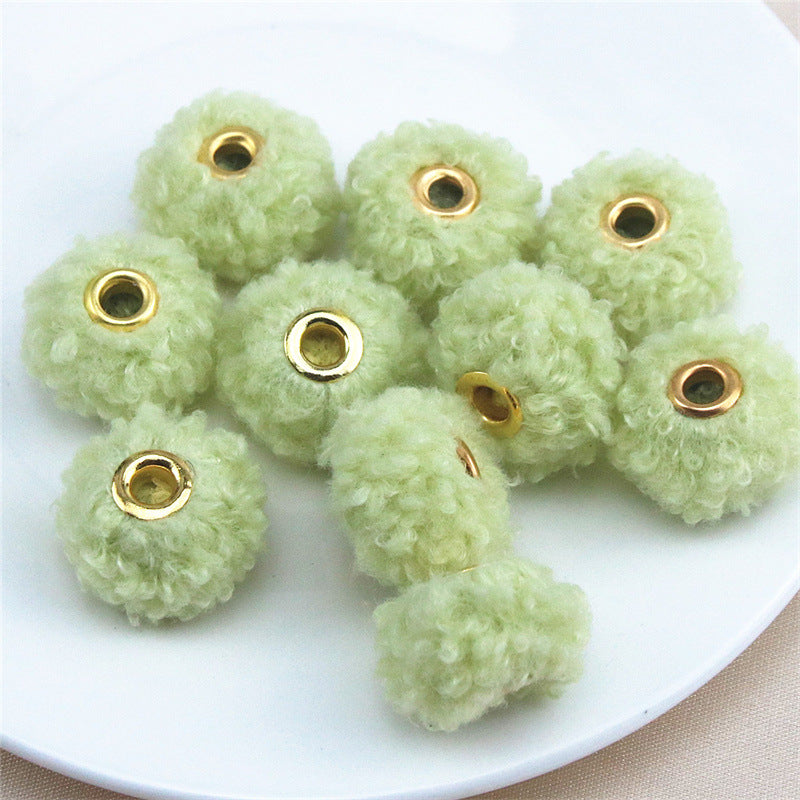 Wholesale 10PCS Straight Hole Teddy Fur Ball Beads Loose Beads Fabric Accessories